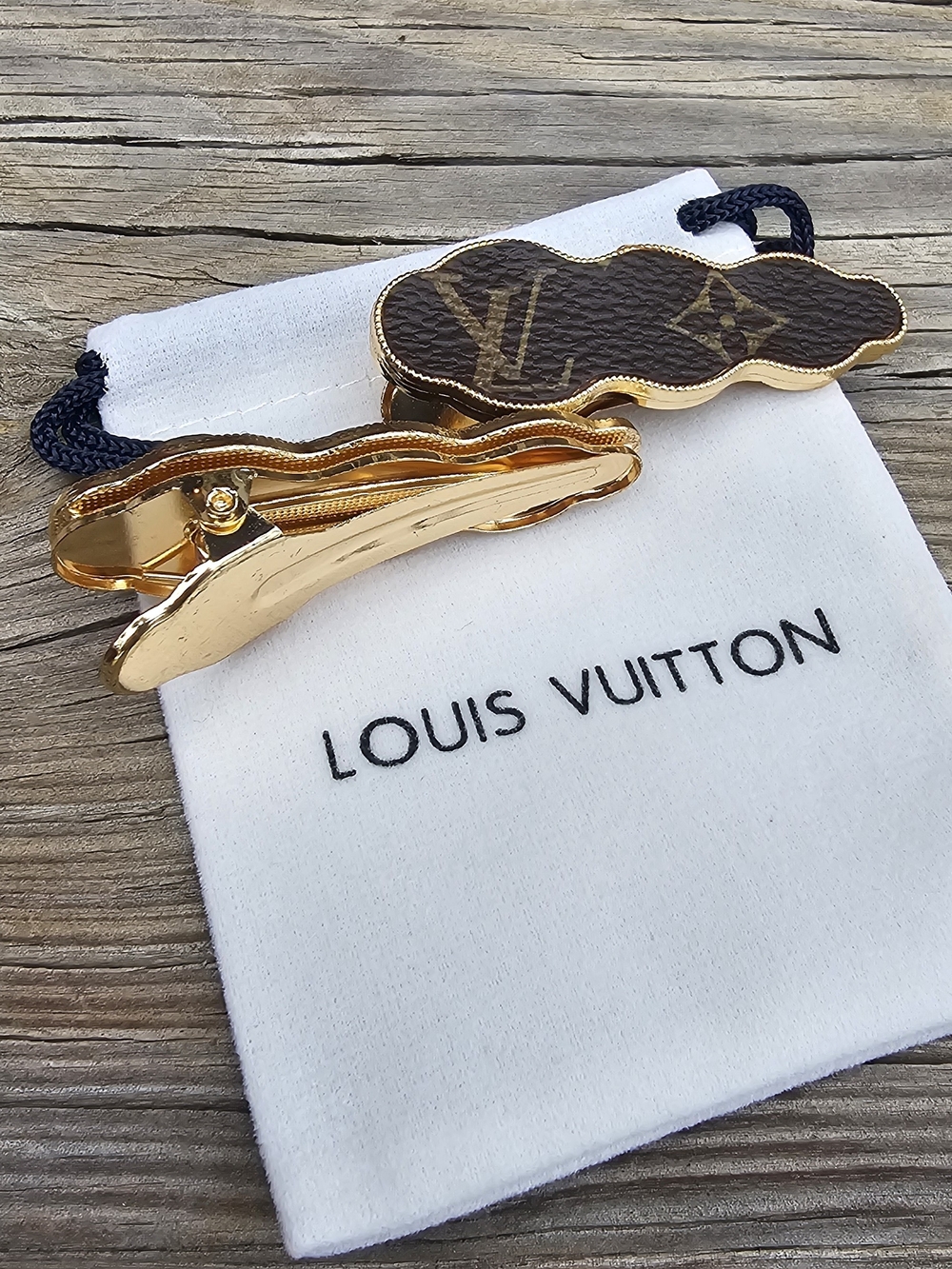 Monogram Hair Clip Set With Upcycled Leather